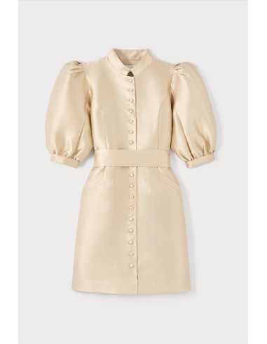 Mini-robe en satin à manches bouffantes BEIGE Par le système avancé 