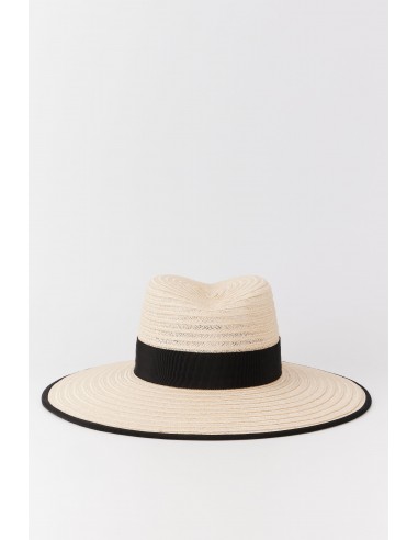 Natural Straw Hat with Black Band pas cher chine