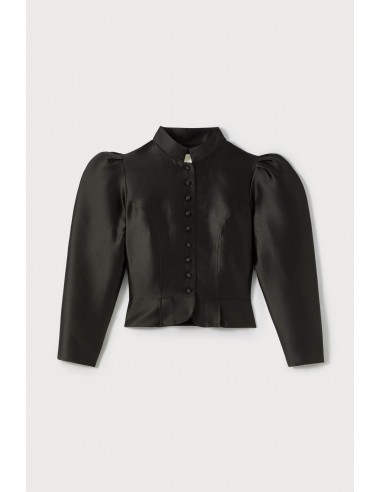 BLACK Satin Puff Sleeve Jacket Vous souhaitez 