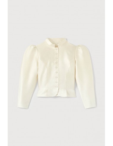 WHITE Satin Puff Sleeve Jacket les ctes