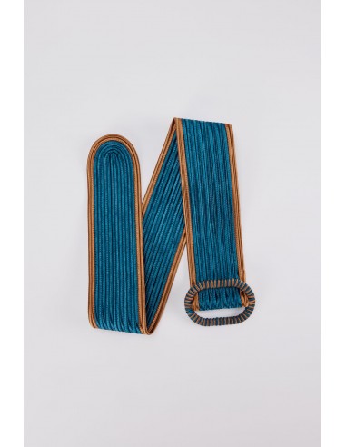 BLUE & ORANGE Passementerie Belt with Contrast Edging store