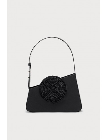 BLACK Asymmetric Leather Passementerie Bag france