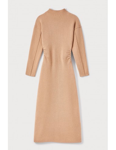 BEIGE Wool and Cashmere Midi Dress with High Neck Le MVP de beaucoup