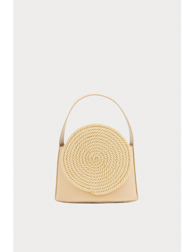 BEIGE Leather Handle Bag with Passementerie Details destockage