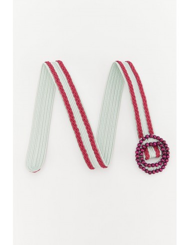 FUCHSIA & LIGHT BLUE PEARLS & PASSEMENTERIE BELT du meilleur 