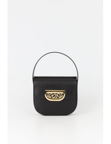 BLACK Geometric Leather Bag with Golden Latch S brillant des détails fins