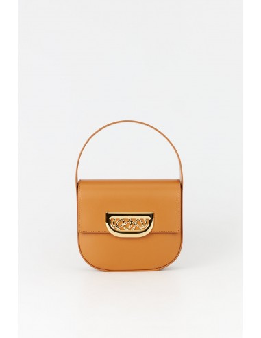 TOBACCO Geometric Leather Bag with Golden Latch S Fin de série