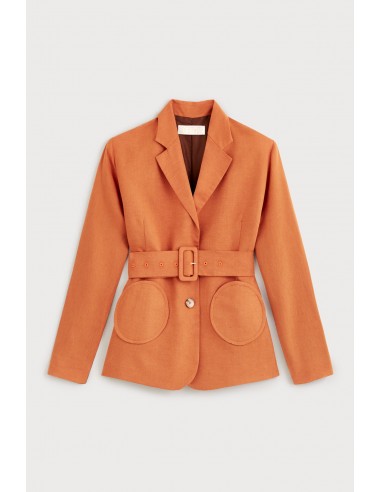 ORANGE & CHESTNUT Belted Blazer Pour