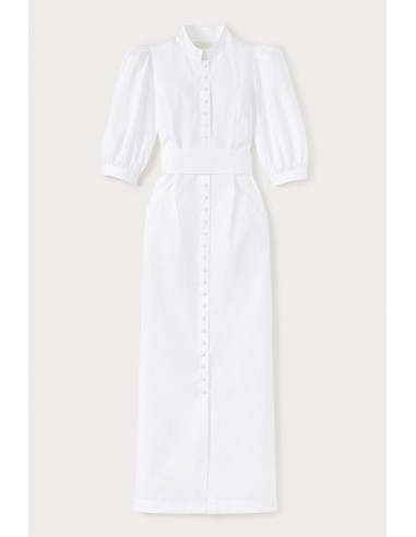 White Poplin Puff Sleeve Maxi Dress pas cher chine