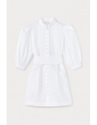 White Poplin Puff Sleeve Mini Dress vente chaude votre 