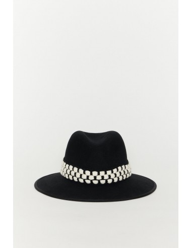 Black Felt Fedora with Colorblock Band Véritable concentré