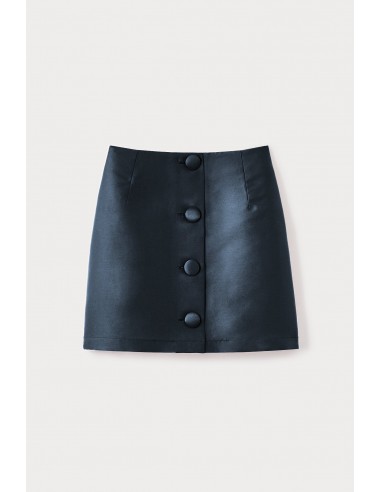 SLATE GREY Satin Mini Skirt with buttons Comparez et commandez 