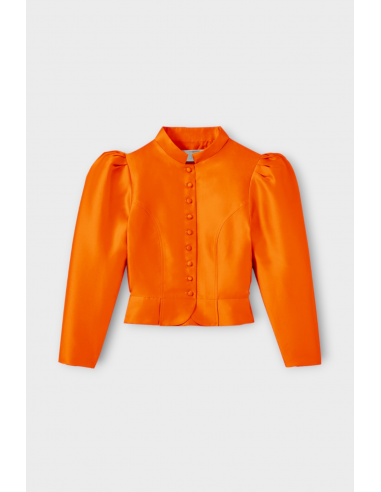 ORANGE Satin Puff Sleeve Jacket Venez découvrir notre 