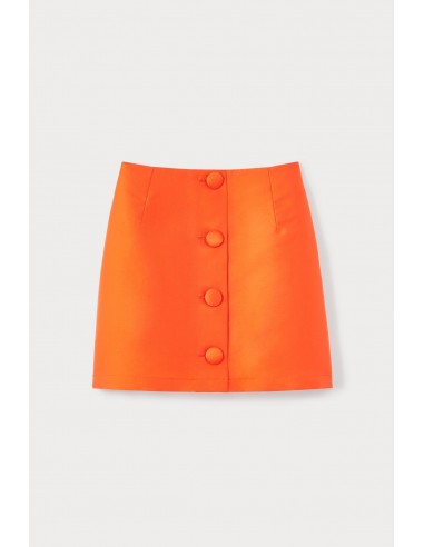 ORANGE Satin Mini Skirt with buttons vente chaude votre 