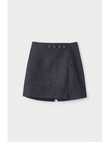 Dark DENIM Skort with Button Detail pas chere