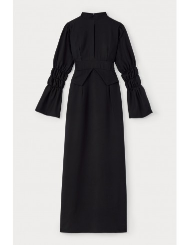 Soft Black Maxi Dress with Gathered Sleeves sur le site 