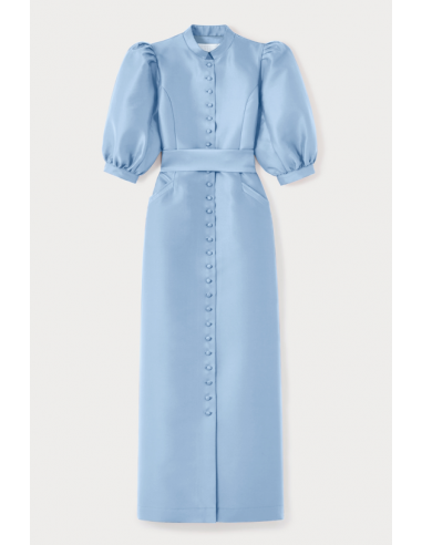 NIAGARA BLUE Satin Puff Sleeve Maxi Dress des créatures d'habitude