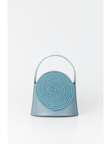 NIAGARA BLUE Leather Handle Bag with Passementerie Details ou a consommer sur place