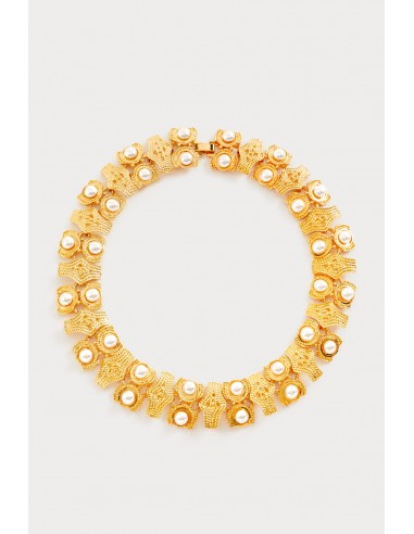 Vintage-Inspired Gold Choker Necklace with Pearl la chaussure