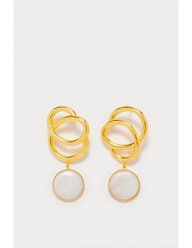 White Icon Round Stone Earrings Economisez 