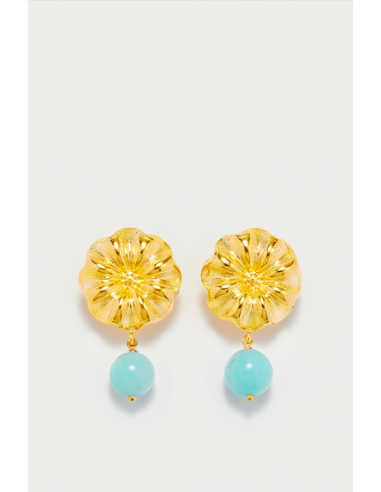 Cyan Daisy Earrings pas cheres