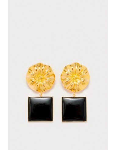 Black Daisy Square Earrings Les êtres humains sont 