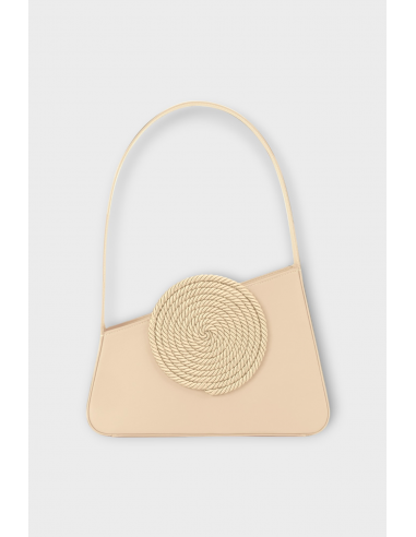 BEIGE Asymmetric Leather Passementerie Bag les ctes