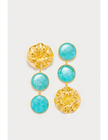 Cyan Daisy Double Stone Drop Earrings de France