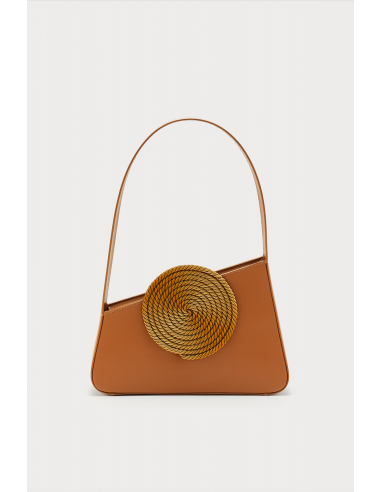 TOBACCO Asymmetric Leather Passementerie Bag les ctes