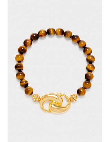 Tiger Eye Beaded Necklace with Gold-Plated Clasp de votre