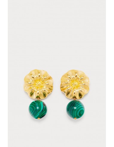 Dark Green Daisy Pearl Earrings Véritable concentré