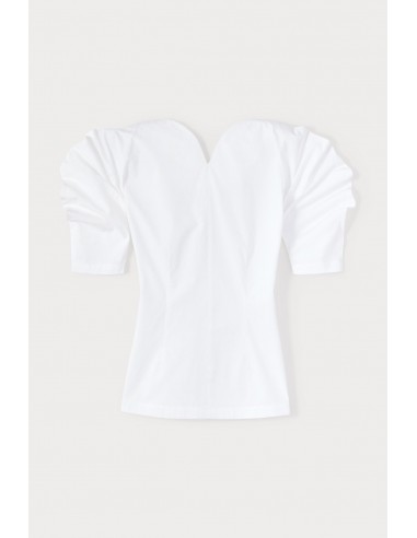 White Popelin Top with Puff Sleeves l'évolution des habitudes 