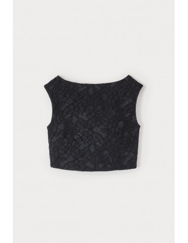 BLACK Embossed Crop Top pas chere