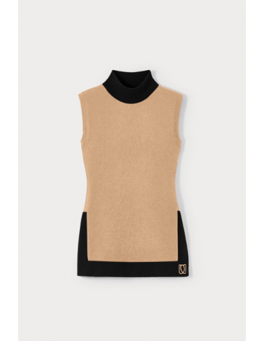 BICOLOR BEIGE & BLACK KNITWEAR TOP suggérées chez