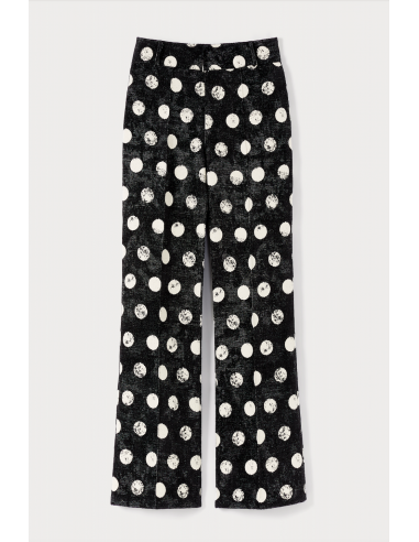 BLACK Polka Dots Flared Pants pas chere