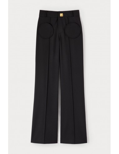 Tailor Gold Black Flutter Flared Pants with Circular Pockets le des métaux précieux