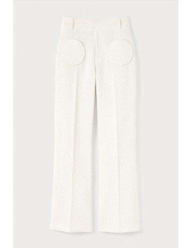 Ivory Flutter Flared Pants with Circular Pockets les ctes