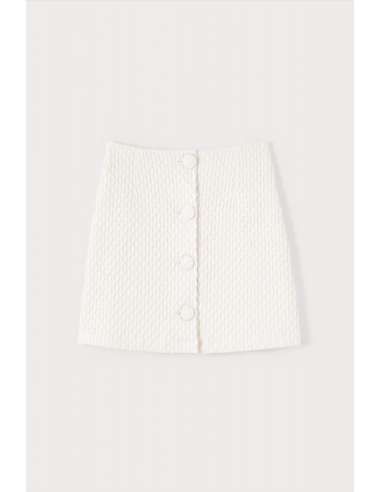 Ivory Textured Mini Skirt with buttons le concept de la Pate a emporter 