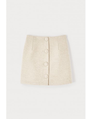 Beige Diagonal Mini Skirt with buttons meilleur choix