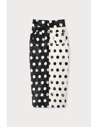 BLACK & WHITE Pencil Skirt with Circular Pockets and Button Details Comparez plus de prix