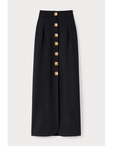 BLACK Button-Front Midi Skirt Venez acheter