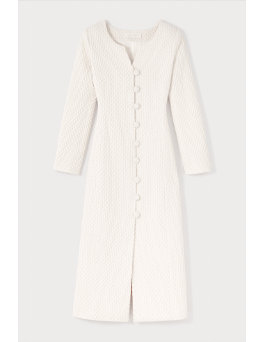 Ivory Longline Textured Coat Livraison rapide