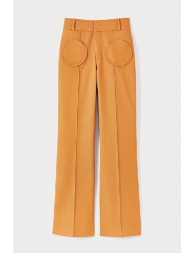 ORANGE Denim Flared Pants with Circular Pocket Details online