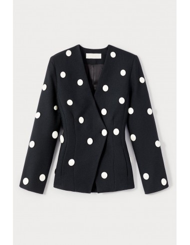 BLACK & WHITE CREPE BUTTONS BLAZER À commander