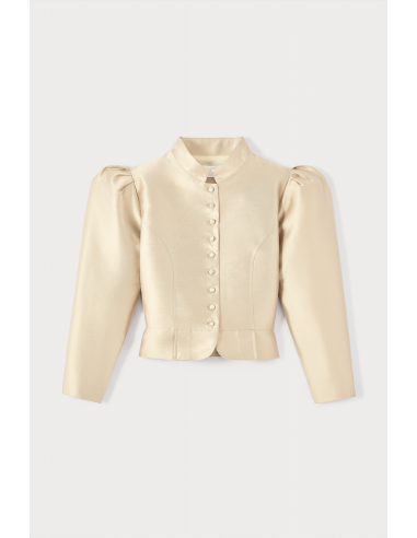 BEIGE Satin Puff Sleeve Jacket en stock