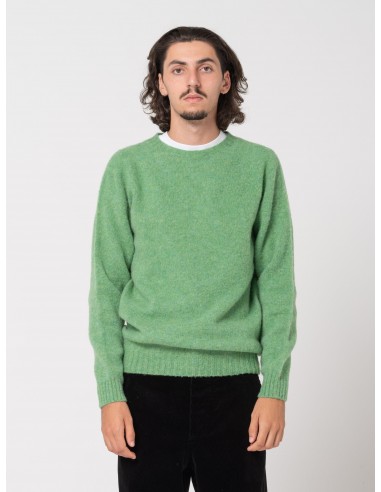 Pull en Shetland Brossé, Menthe brillant des détails fins