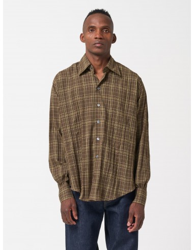 Chemise Normal Madras, Marron à Carreaux Blanc et Vert pas cher chine