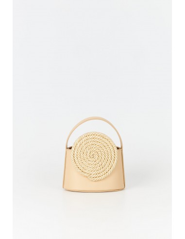 BEIGE Mini Leather Handle Bag with Passementerie Details de technologie