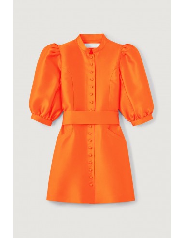 ROBE COURTE À MANCHES BOUFFANTES EN SATIN ORANGE paiement sécurisé