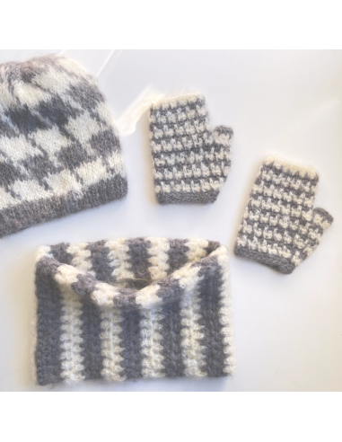 Bonnet, mitaines et snood Avoriaz au crochet paiement sécurisé